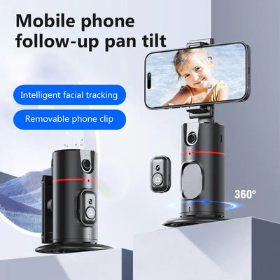 P02 Auto Face Tracking Stand 360 Rotation Phone Holder Desktop Tracking Gimbal Stabilizer Tripod for Live Vlogging Video - Korvel