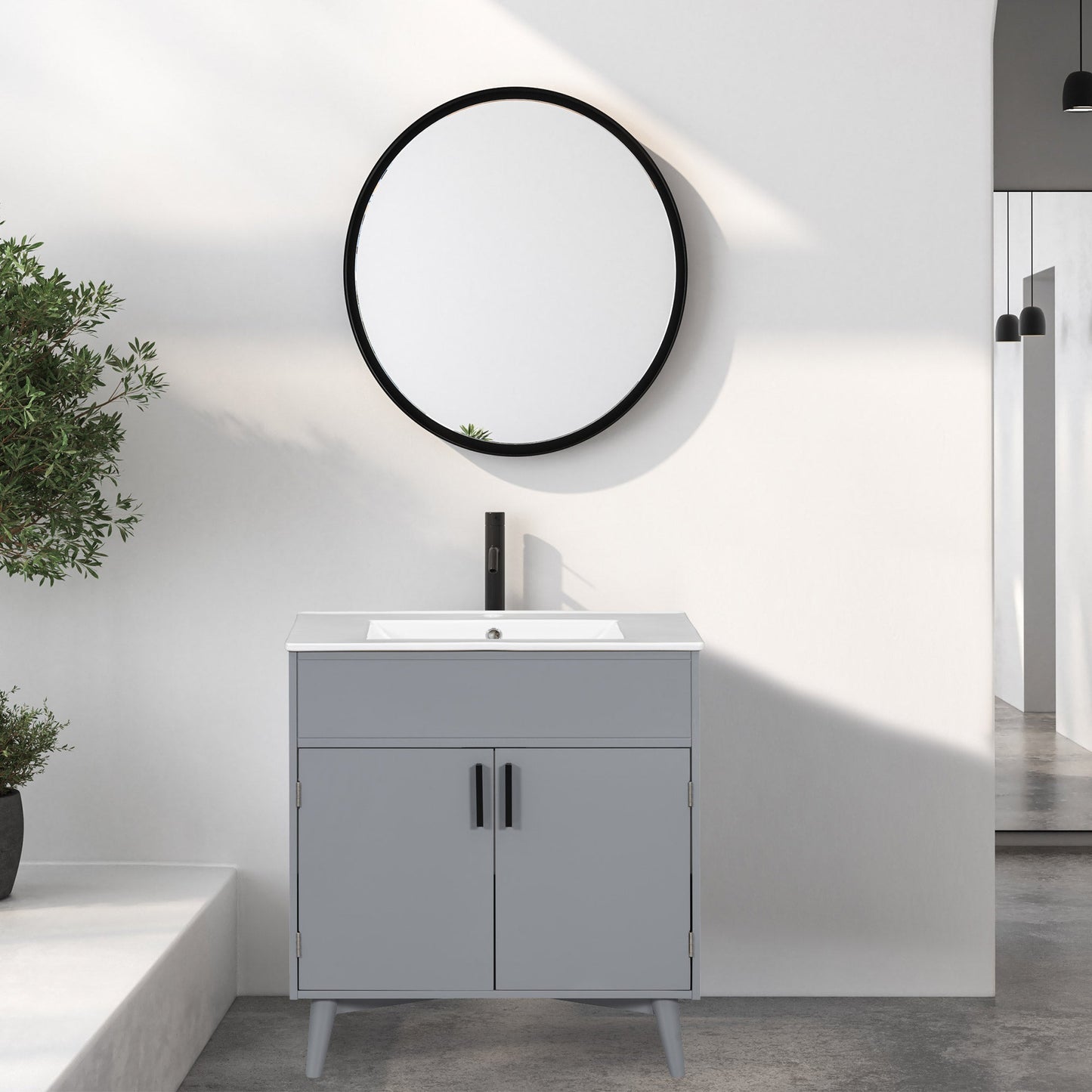 Ensemble de meuble de salle de bain élégant avec lavabo et rangement
