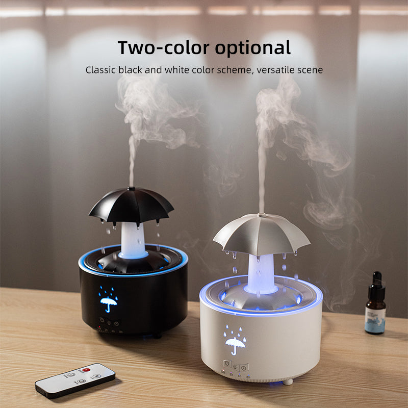 Rotating umbrella water droplet humidifier household heavy fog desktop rainbow lights remote control aromatherapy machine - Korvel