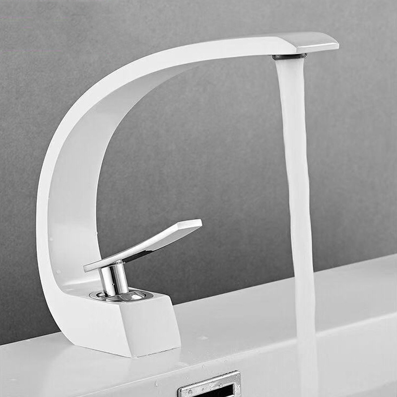 Black all copper single hole cold and hot faucet creative sink for washing hands and faces under the table - Korvel