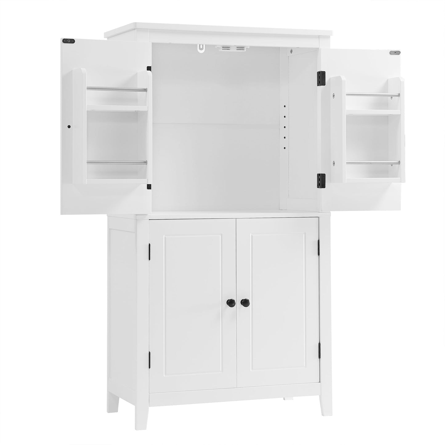 Bathroom floor storage cabinet, bathroom storage unit, 4-door independent cabinet, adjustable shelf, adaptive shelf, white - Korvel