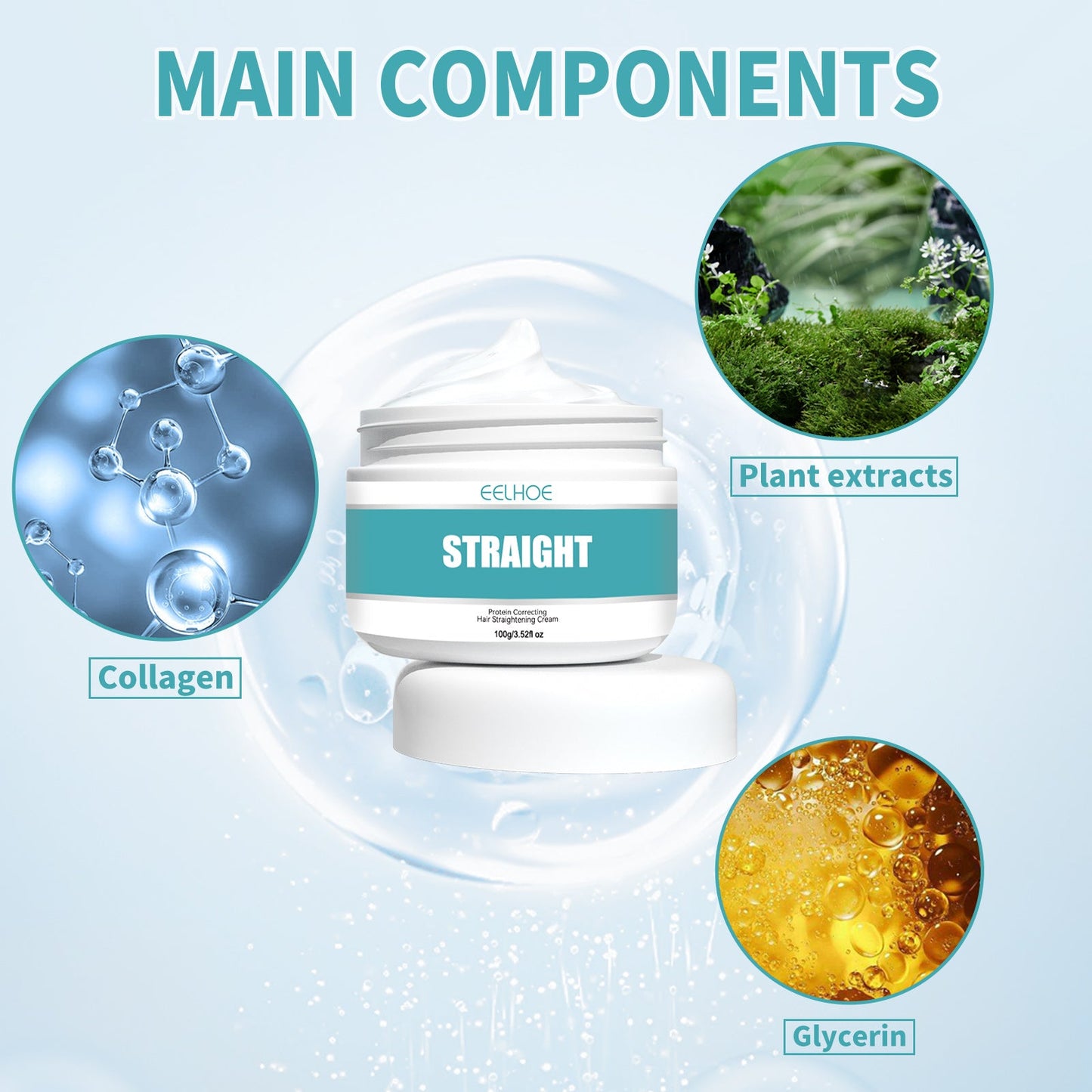 Crème de lissage capillaire au collagène premium