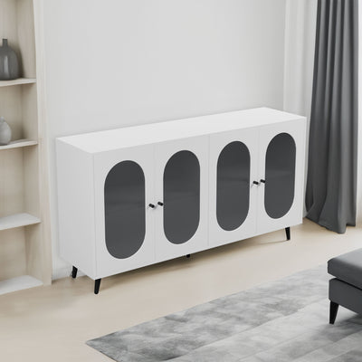Modern White Accent Sideboard Cabinet with Acrylic Doors