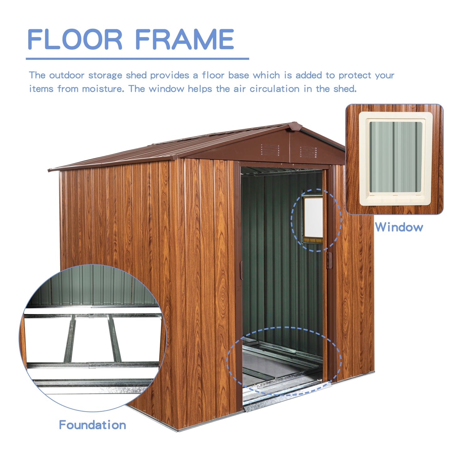6ft x 6ft Premium Outdoor Metal Storage Shed with Window