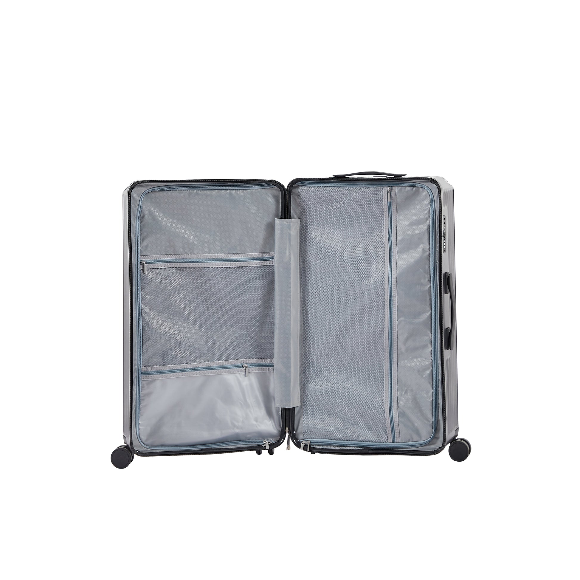 Luggage Set 4 pcs (20"/24"/29"/Travel Bag), PC+ABS Durable Lightweight Luggage with Collapsible Cup Holder, TSA Lock, Gray - Korvel