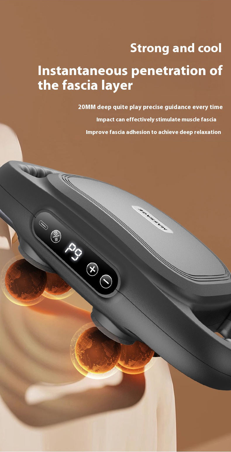 Vibrator Heated Fascial Gun Kneading Massage 6 Head Back Massage Gun For Muscles - Korvel