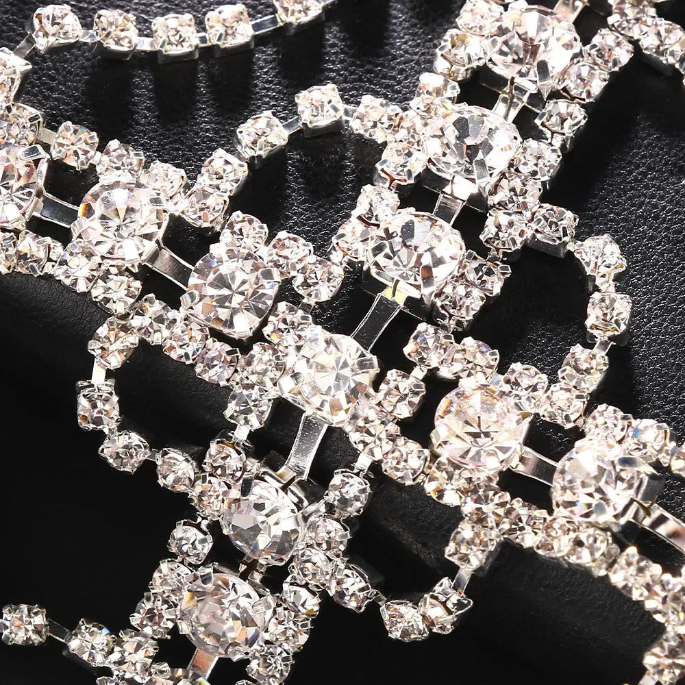New Tassel Hair Chain Bridal Headpiece for Women Rave Accessories Stage Rhinestone Geometric Head Chain Hat Jewelry Gifts - Korvel