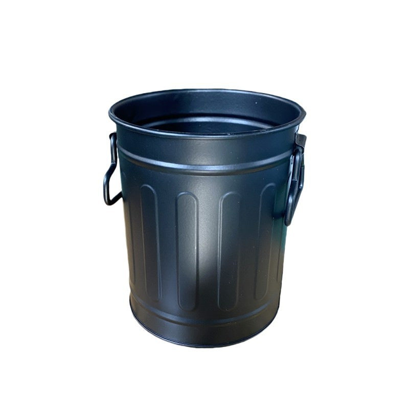 Cylindrical wrought iron pen holder DIY creative desktop storage bucket multifunctional stationery pen holder - Korvel