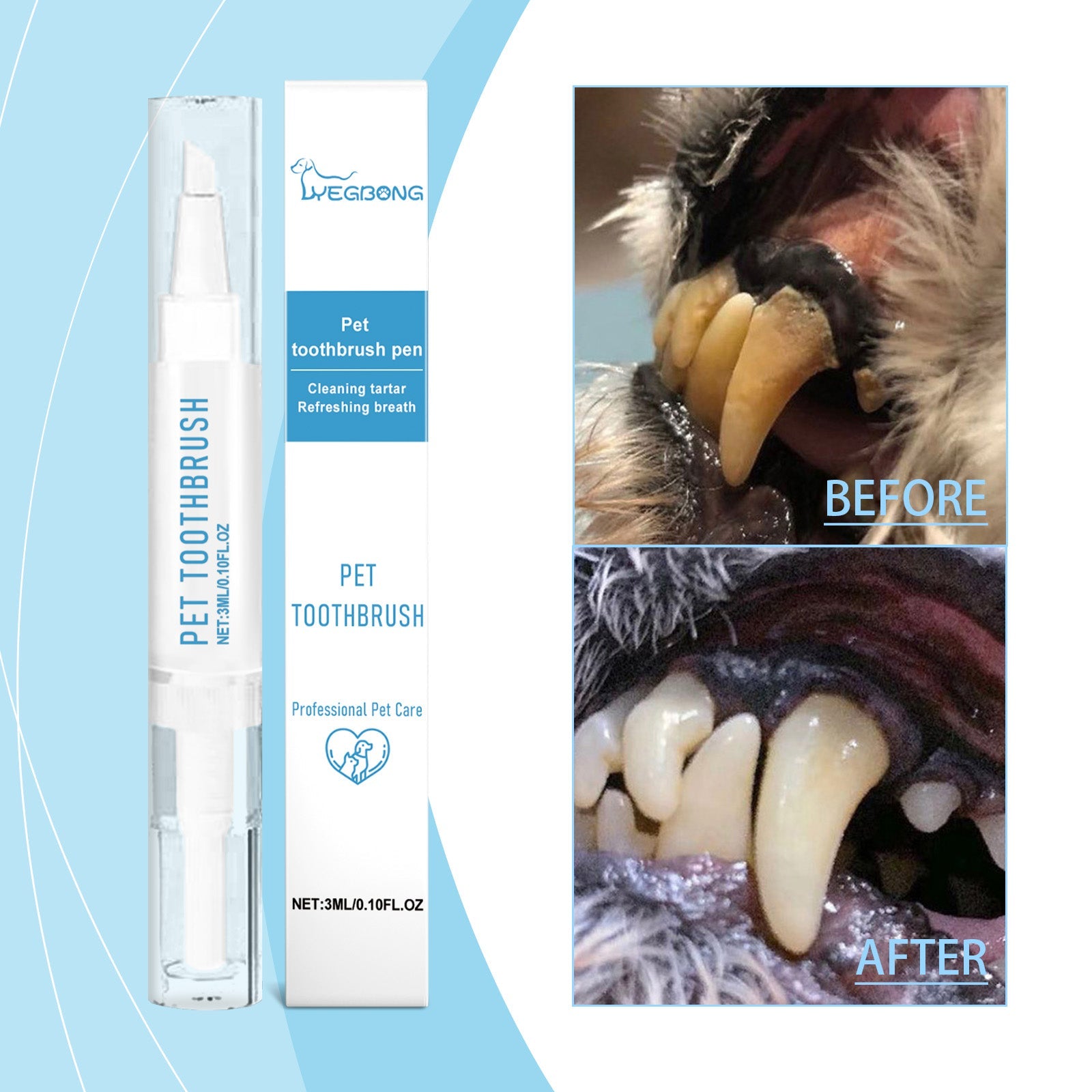 New Pet Toothbrush, Gentle Care, Fresh Breath Clean Bad Breath Pet Teeth Cleaning Pen - Korvel
