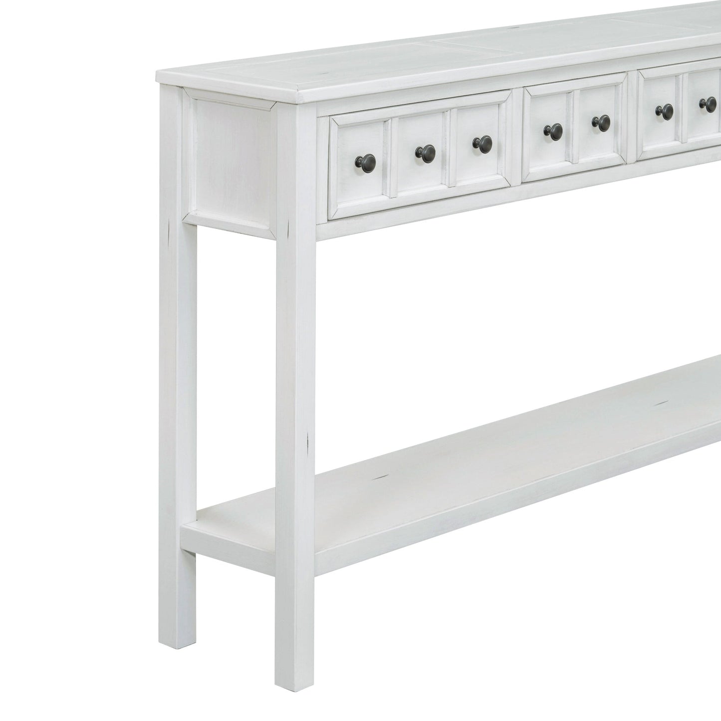 TREXM Rustic Entryway Console Table - 60" Long with Storage