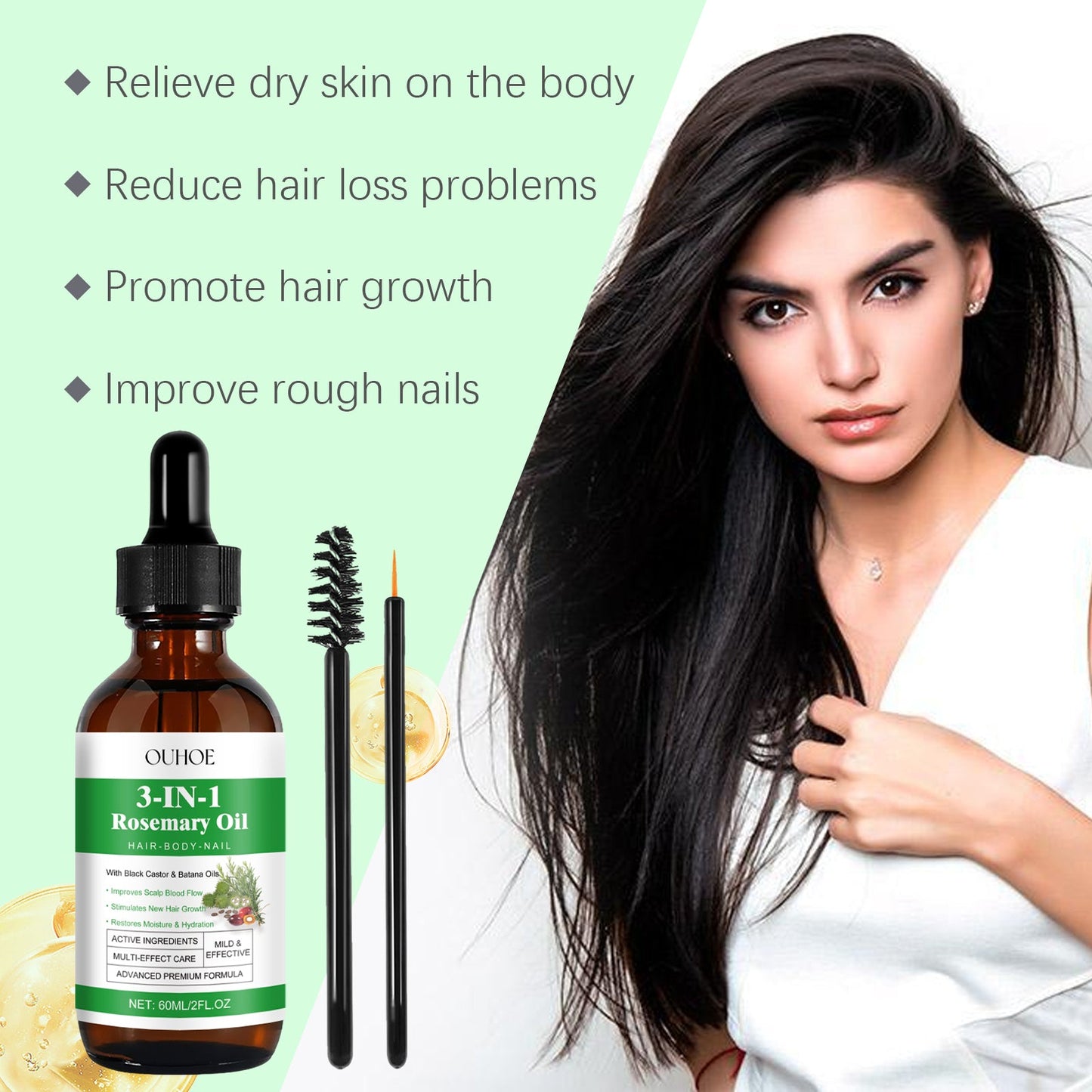 Aceite de Batana de Romero y Ricino Negro Nutritivo para Cabello y Uñas