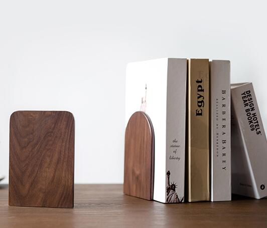 Solid beech wood book end natural wood walnut bookend home storage bookshelf decor bookstop natural wood crafts - Korvel