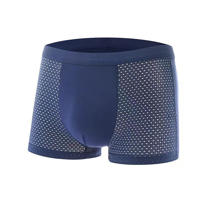 Modal Solid Ice Silk Antibacterial Underwear for Men's Mid Waist Breathable Four Square Corner Underwear - Korvel