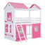 Elegant Twin Size Bunk Wood House Bed in Pink and White