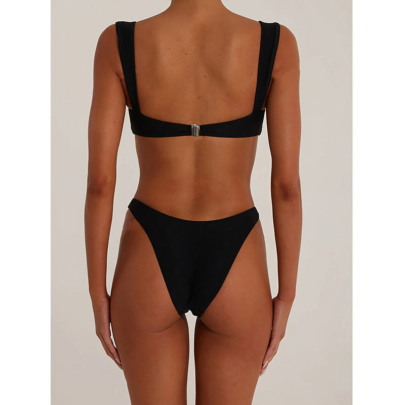 Elegant Metal Buckle Bikini Swimsuit for Women