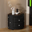 Elegant PU Nightstand with 2 Drawers and Crystal Handle,Fully Assembled Except Legs&Handles,Storage Bedside Table - Black - Korvel