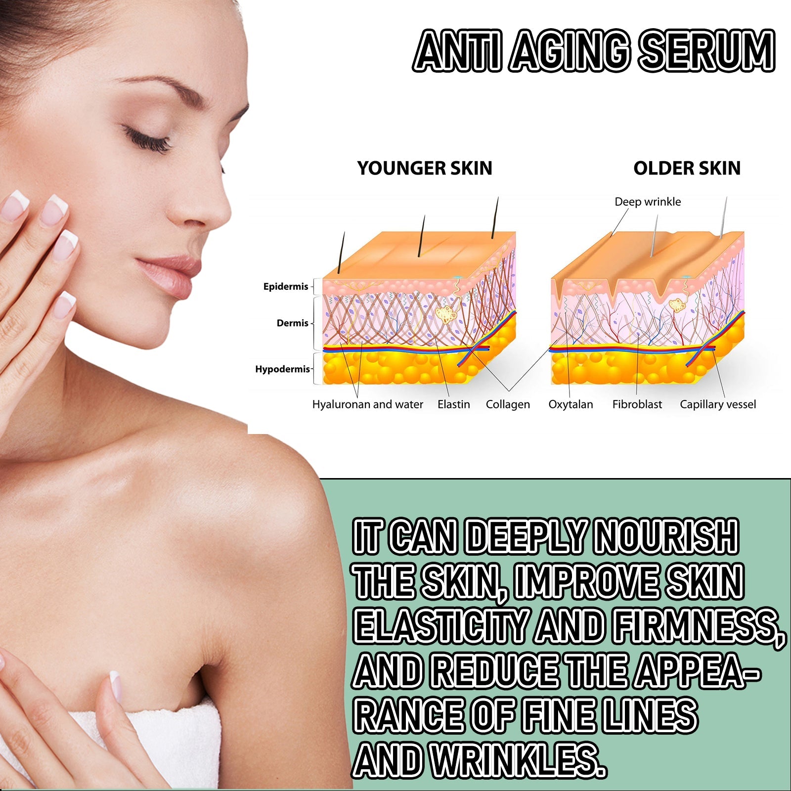 Ouhoe Collagen Anti-Wrinkle Facial Essence Reduces Fine Lines, Moisturizes, Tightens, And Moisturizes Skin - Korvel