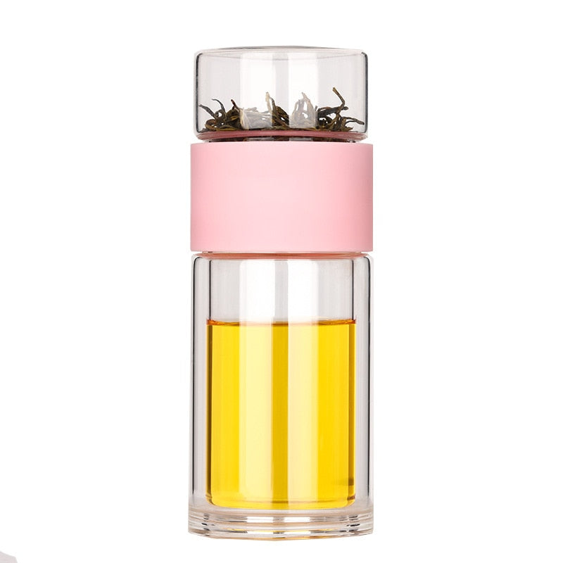 JOUDOO Tea Infuser Filter Double Wall Glass Sport Water Tumbler Portable High-temperature Transparent Water Cup Office Cup 35 - Korvel