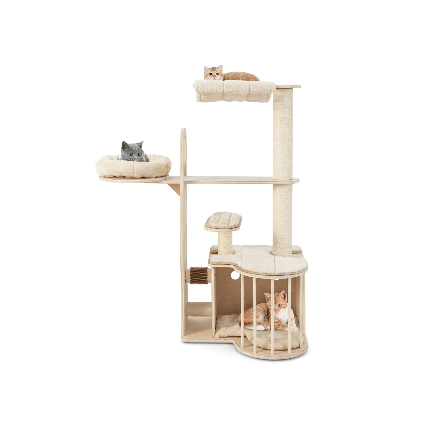 Arbre à chat multi-niveaux de 55 pouces avec coussins lavables
