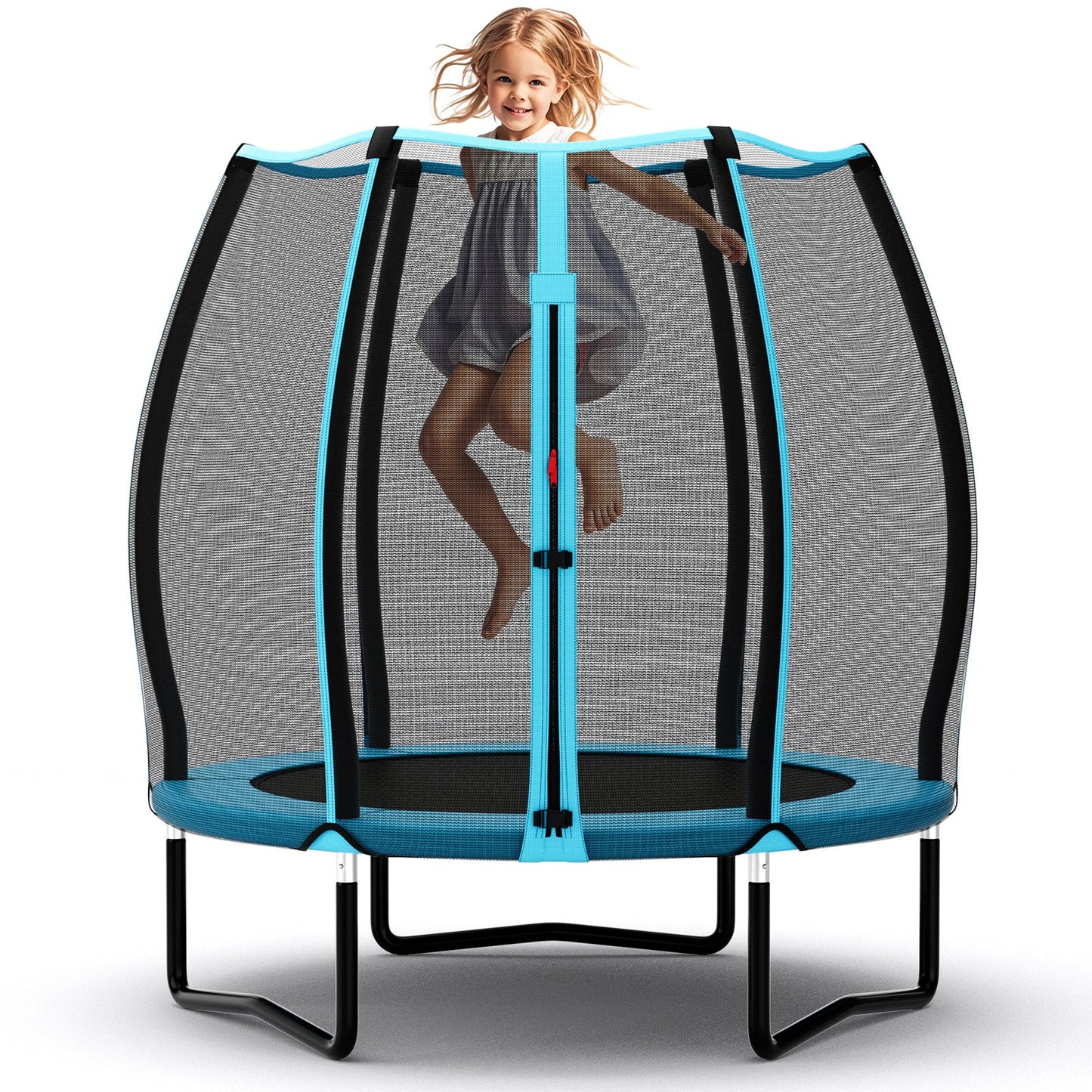 Trampoline Mini de 55 Pouces pour Enfants avec Enceinte de Sécurité - Bleu