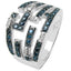 0.59 Carat Blue & White Diamond Sterling Silver Engagement Ring