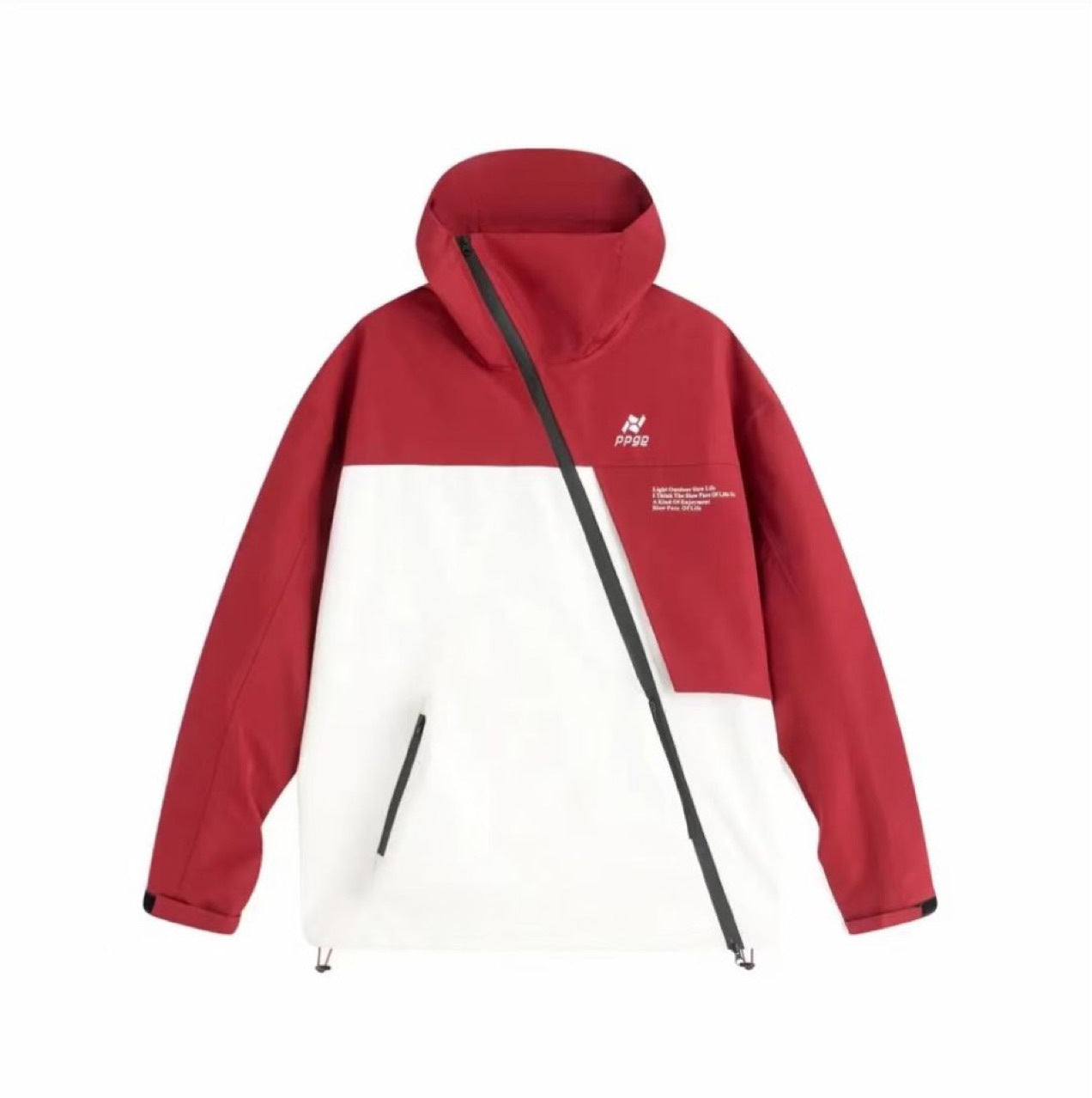 Color Matching Oblique Zipper Windproof Jacket
