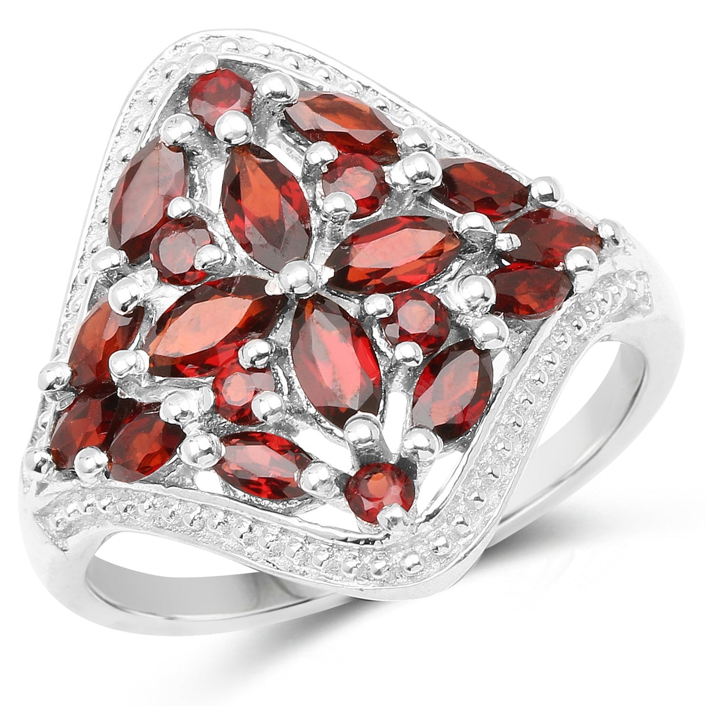2.24 Carat Genuine Garnet Sterling Silver Engagement Ring