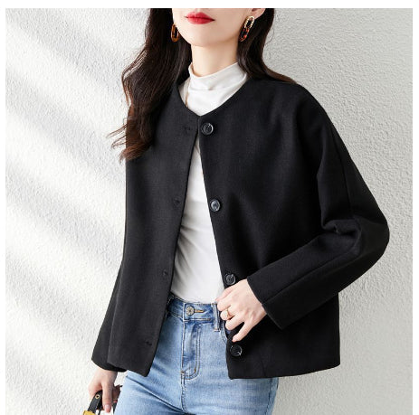 Veste Boléro en Laine Unie Élégante pour Femmes