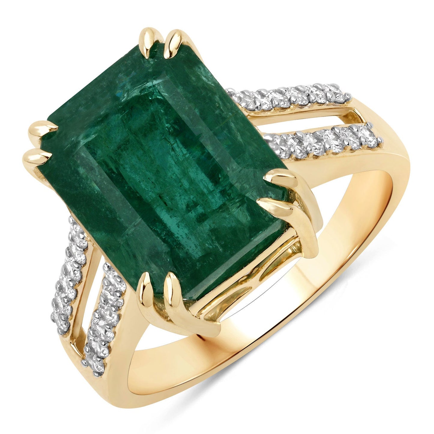 IGI Certified 8.49 Carat Zambian Emerald & Diamond 14K Gold Ring