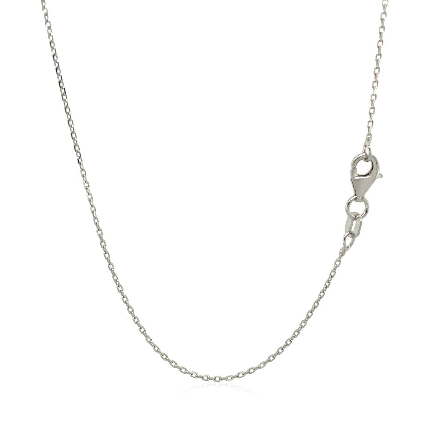 14k White Diamond Cut Cable Link Chain - 0.8mm