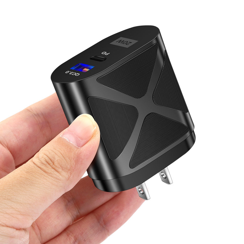 LED luminous PD20W+QC3.0 4A mobile phone charger fast charging dual port fast charging head - Korvel