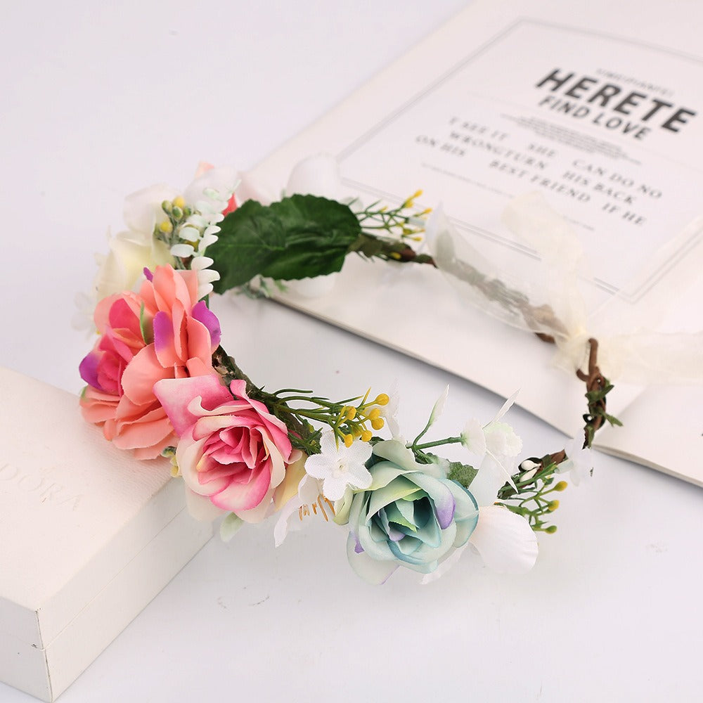 Handmade rattan wreath headband with macaron bright colored headband hairband - Korvel