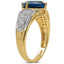 Anillo de Topacio Azul Londres y Topacio Blanco Bañado en Oro Amarillo de 18K