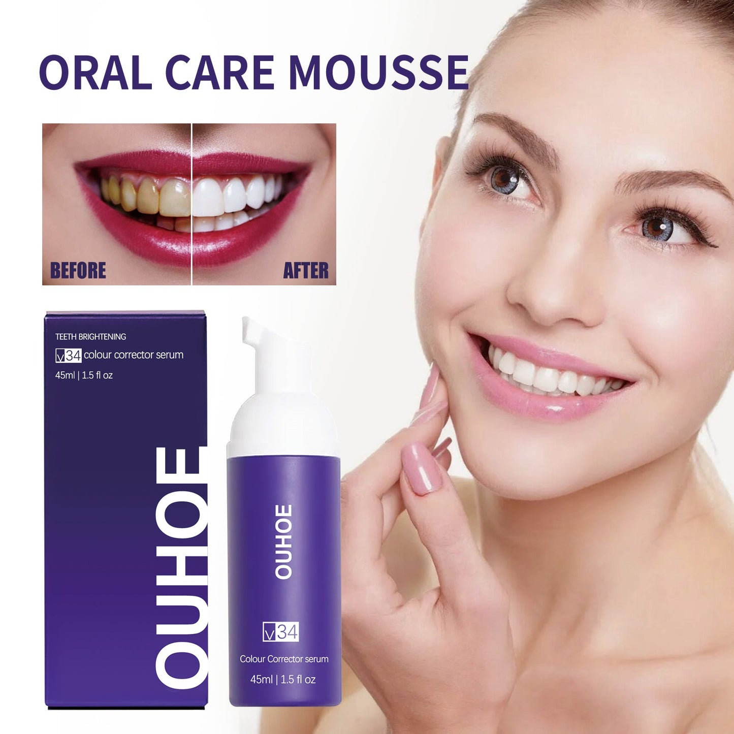 Tooth Cleaning Mousse, Anti-Decay Clean Teeth Tartar Breath Fresh Whitening Teeth Toothpaste - Korvel