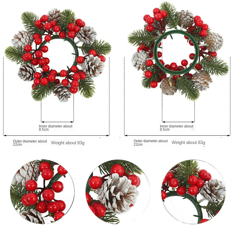 Christmas wreath desktop home decoration simulation pine cone ornament Christmas flower candle holder - Korvel