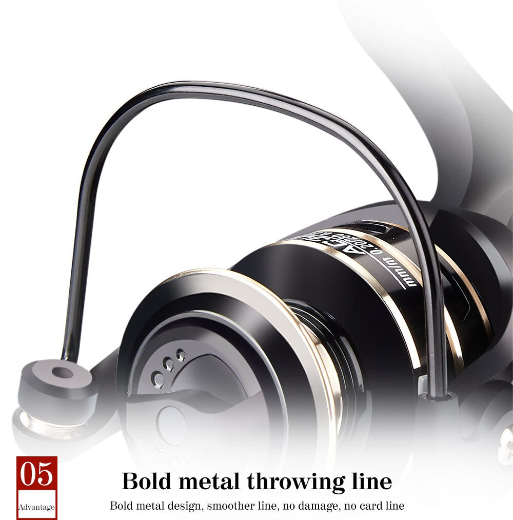 New 13+1BB Fishing Spinning Reel 2000-6000 No Gap Metal Spool Gear Ratio 5.2:1  Reel Carp Fishing Gear Pesca - Korvel