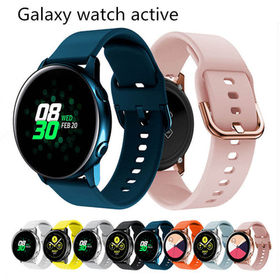 Suitable for Samsung Galaxy Watch Active2 Solid Color Silicone Strap 20/22mm Universal Strap - Korvel