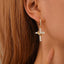 Rotating Crown Cross Earrings Set with Zircon - Korvel