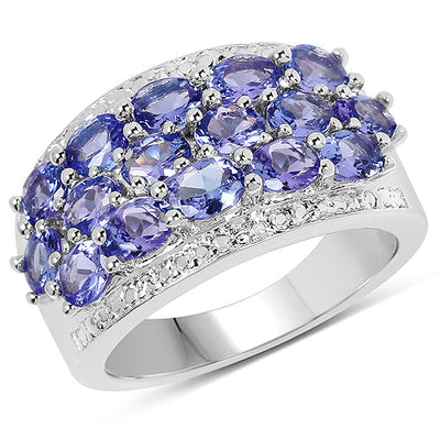 2.72 Carat Genuine Tanzanite Sterling Silver Engagement Ring