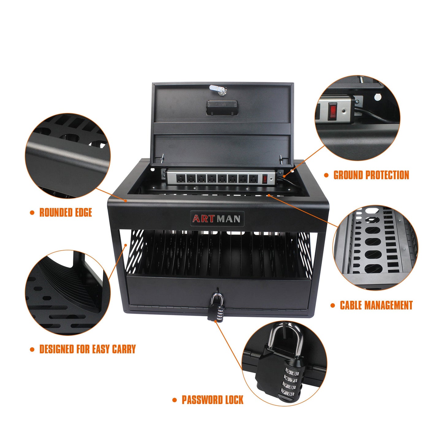 16 Bay Locking Charging Cabinet for Laptops and Chromebooks