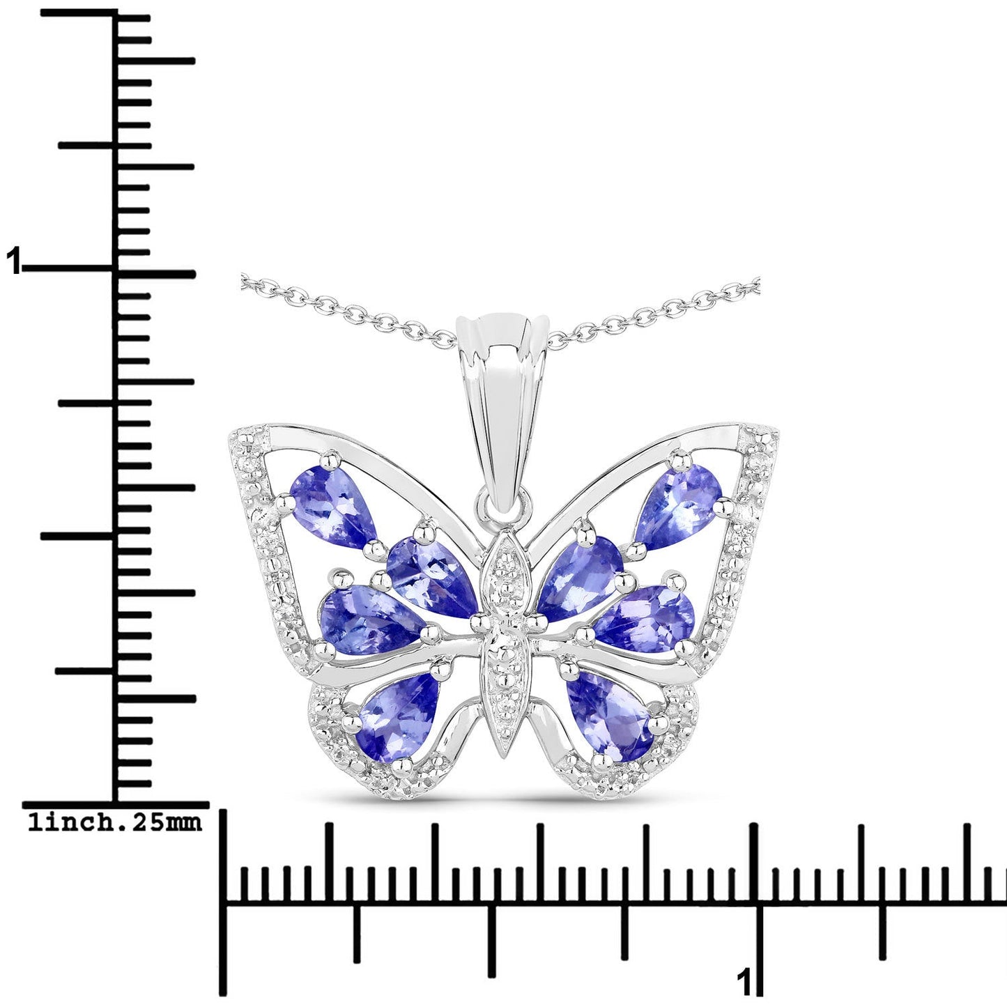 Pendentif en argent sterling de 1,75 carat en tanzanite véritable et zircon blanc