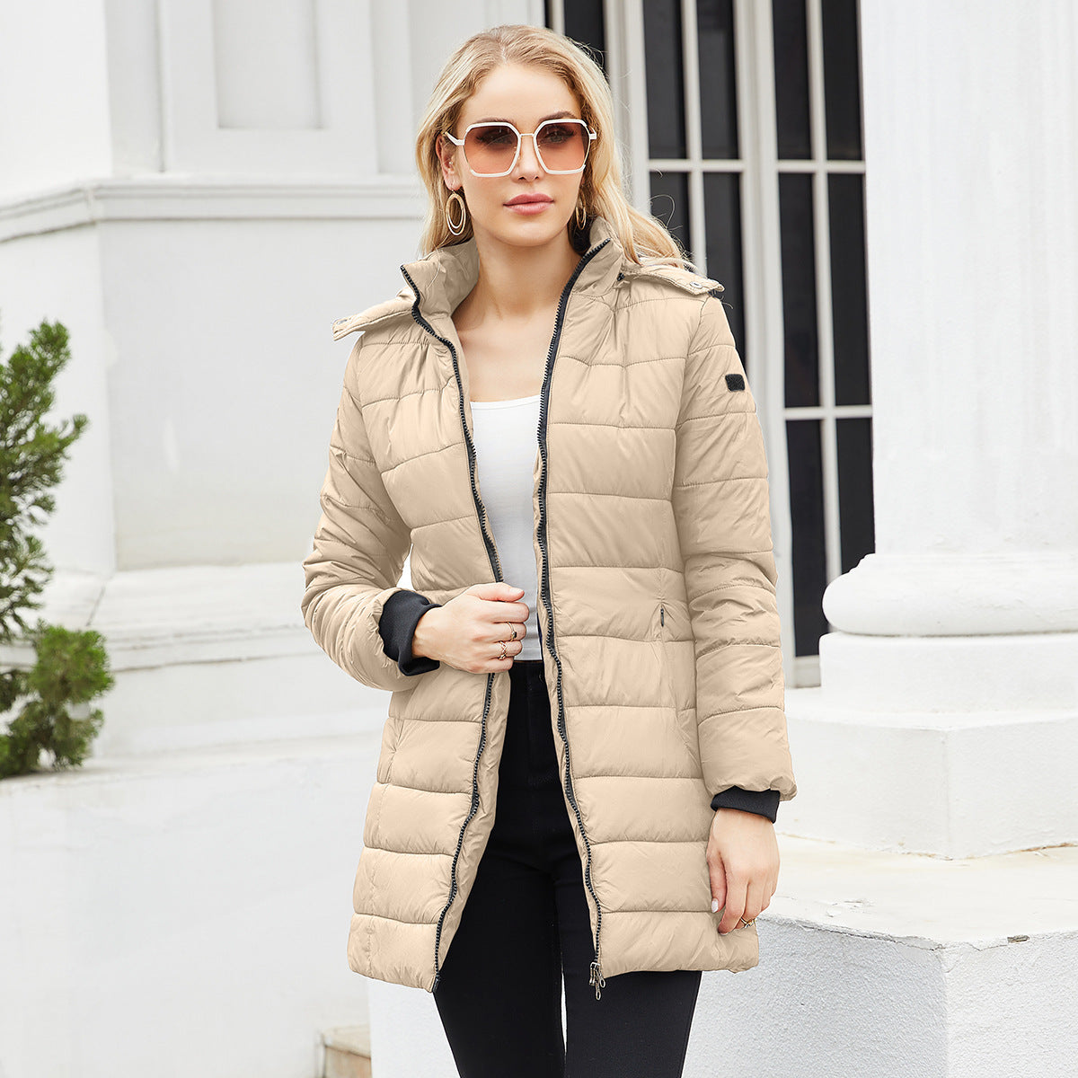 Veste imperméable en coton matelassé à manches longues