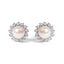 Pendientes de perlas y diamantes en halo de oro blanco de 10 quilates