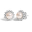 Pendientes de perlas y diamantes en halo de oro blanco de 10 quilates