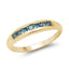 Anillo de Compromiso de Diamante Azul Baño de Oro Amarillo de 14K
