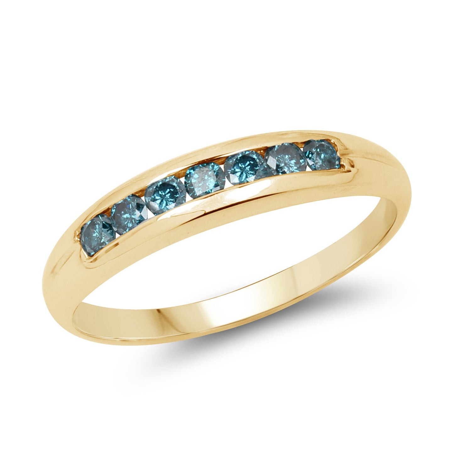 Anillo de Compromiso de Diamante Azul Baño de Oro Amarillo de 14K