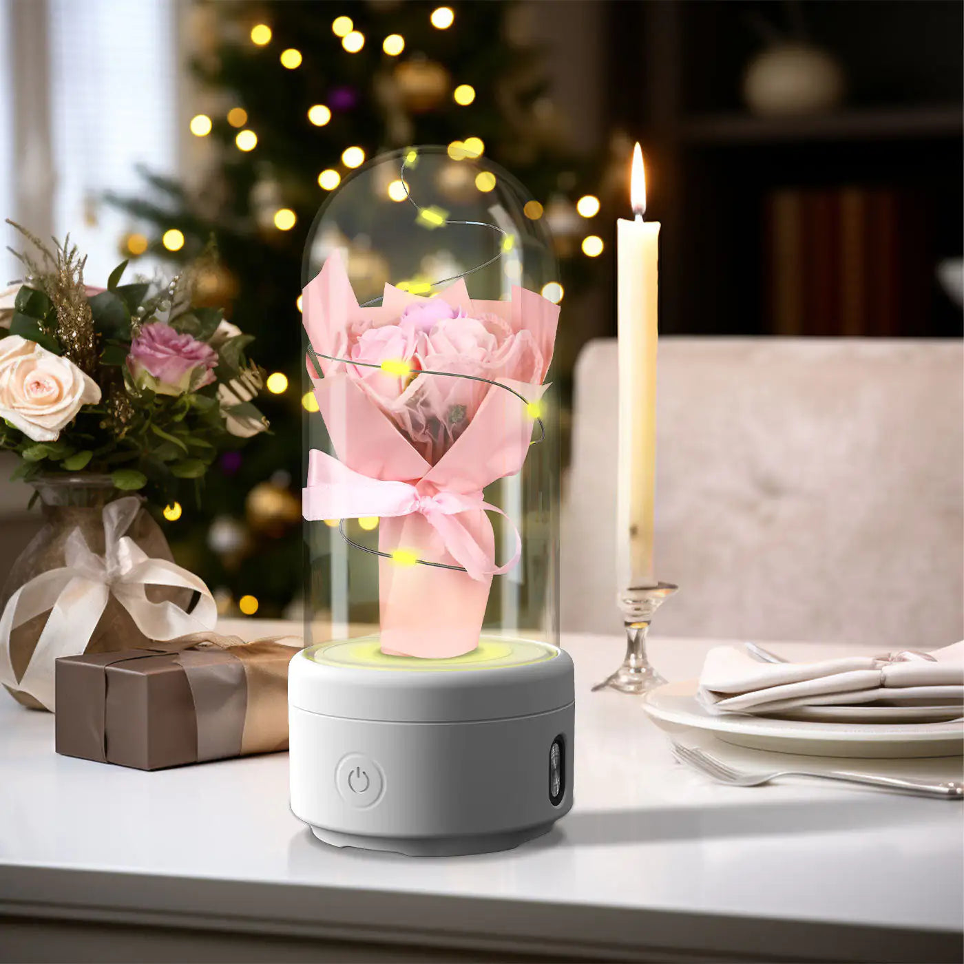 Lumière LED Bouquet 2-en-1 Créative et Haut-Parleur Bluetooth
