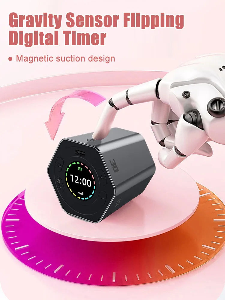 Hexagon Digital Clock Timer Magnetic Cubes Timer Kitchen Hexagon Flip Timer for Studying Cooking Exercising Easy To Use Magnetic - Korvel