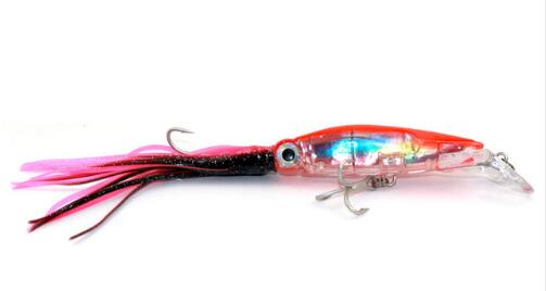 LEO Lifelike Big Octopus Squid Jig Fishing Lure 14cm/40g Hard Plastic Artificial Bait - Korvel