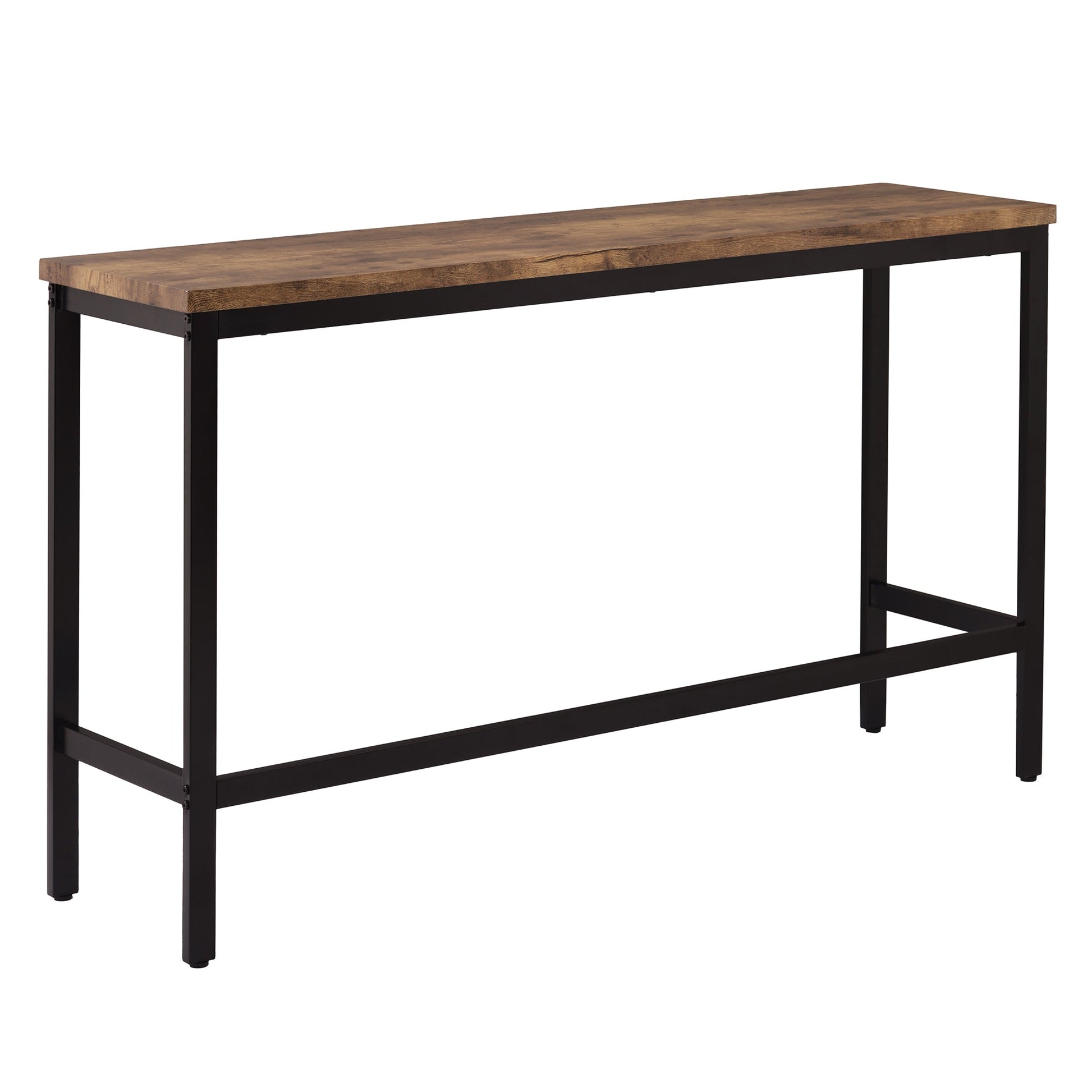TOPMAX Counter Height Extra Long Dining Table Set with 3 Stools Pub Kitchen Set Side Table with Footrest Brown - Korvel